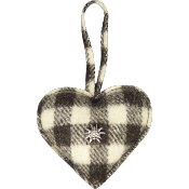 Petit Coeur à suspendre en Laine Damier et Edelweiss