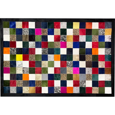 Tapis Peau de Vache Patchwork Multicolore