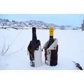 Fourreau de bouteille en feutre et peau de vache